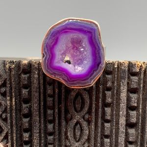 Drusy Agate Slice semiprecious stone sterling ring